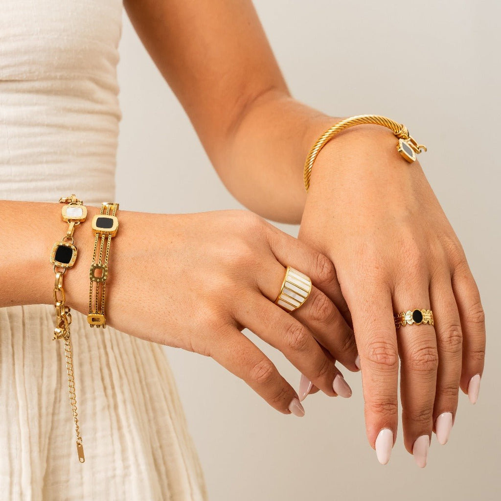 Pulseira Genebra Quadrada Banhado em Ouro 18k