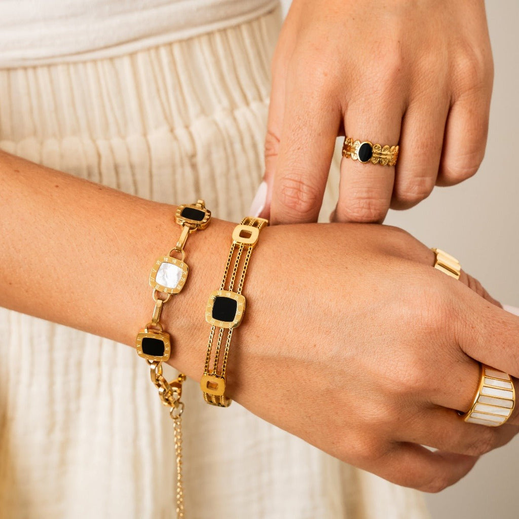 Pulseira Genebra Quadrada Banhado em Ouro 18k