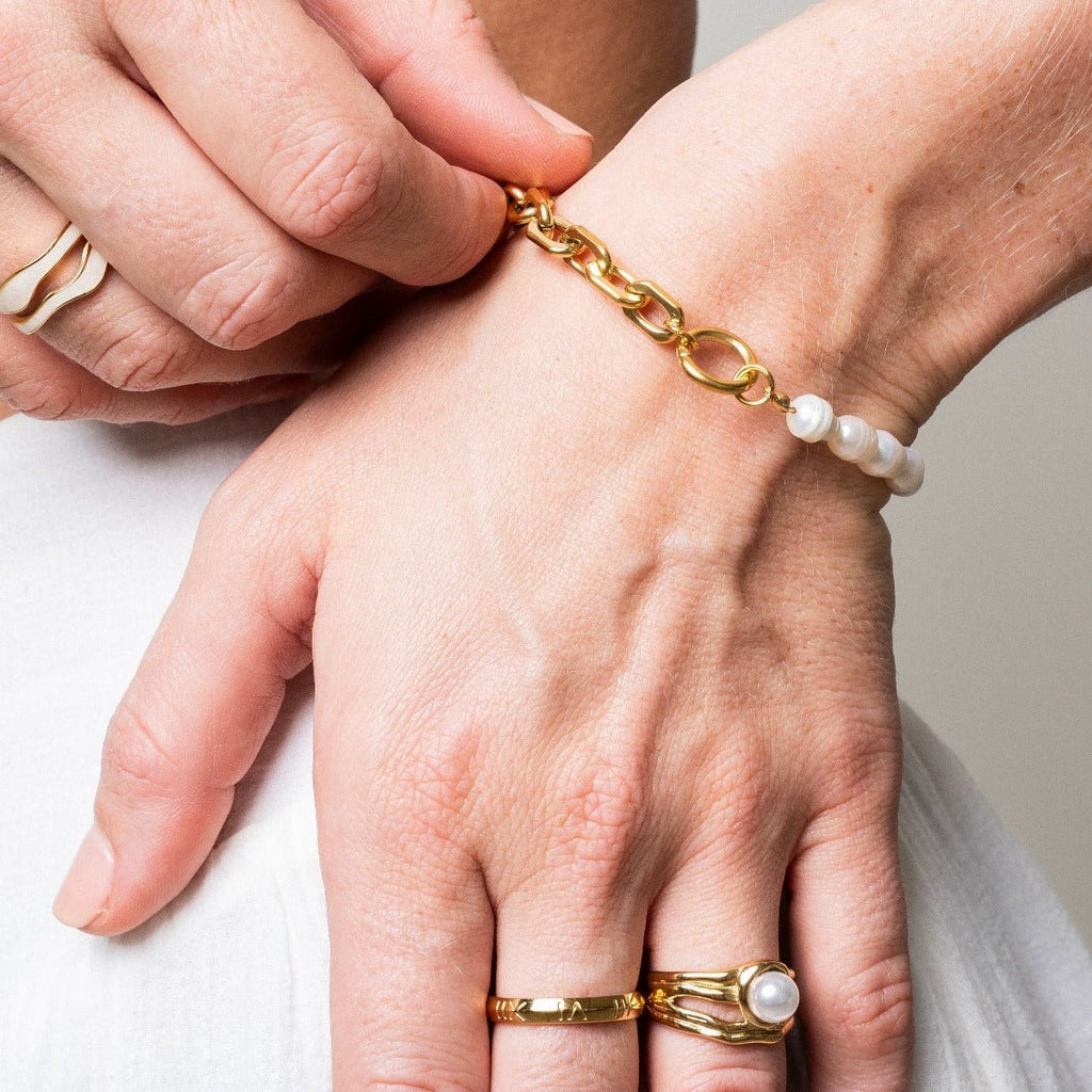 Pulseira Kyoto Pérola Banhado em Ouro 18k