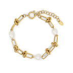 Pulseira Noronha Nó e Pérolas Banhado em Ouro 18k