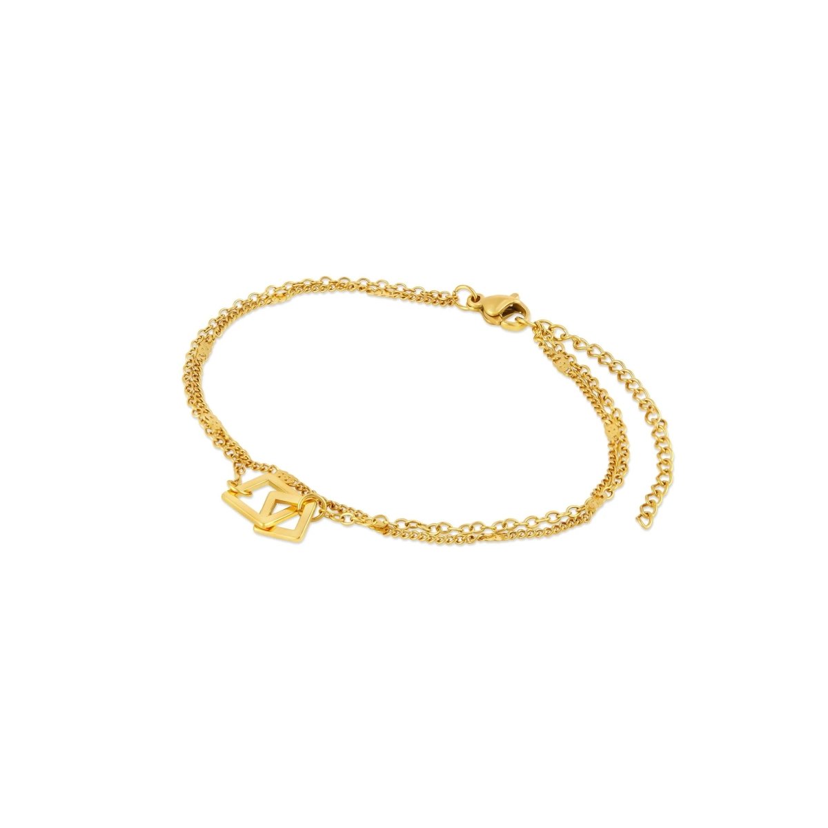 Pulseira Atlas Pingente Elo Quadrado Banhada em Ouro 18K