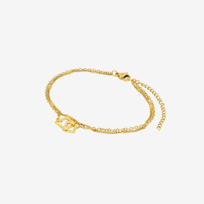 Pulseira Atlas Pingente Elo Quadrado Banhada em Ouro 18K