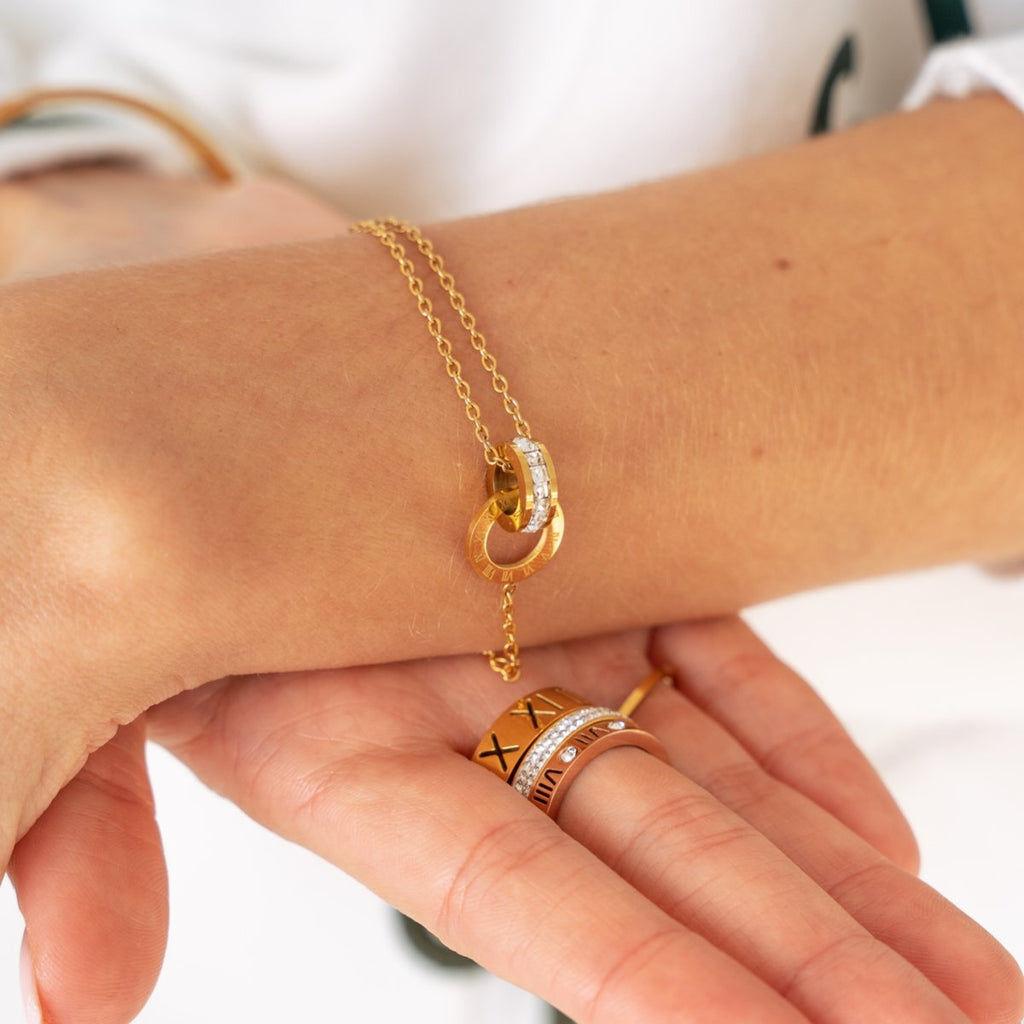Pulseira Sultana Pedra Zircônia Banhado em Ouro 18K