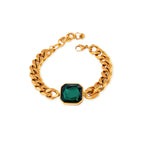 Pulseira Jade Pedra Verde Esmeralda Banho Ouro 18k