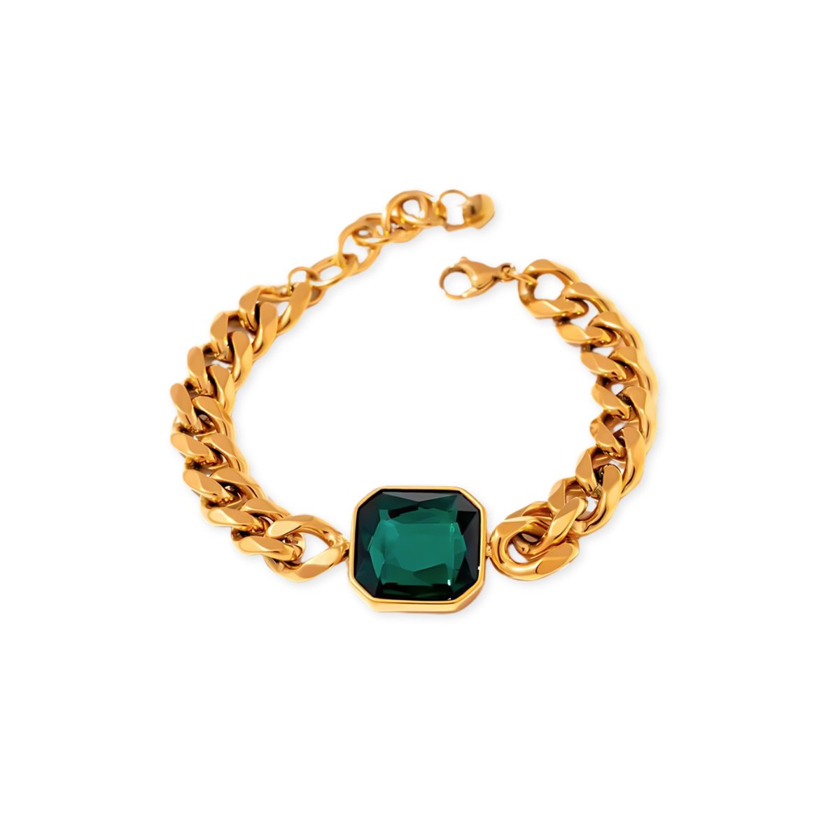 Pulseira Jade Pedra Verde Esmeralda Banho Ouro 18k