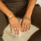 Pulseira Jade Pedra Verde Esmeralda Banho Ouro 18k