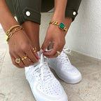 Pulseira Jade Pedra Verde Esmeralda Banho Ouro 18k