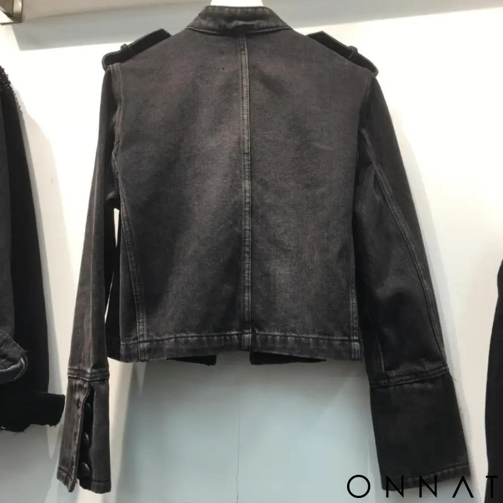 Retro Denim Military Style Jacket