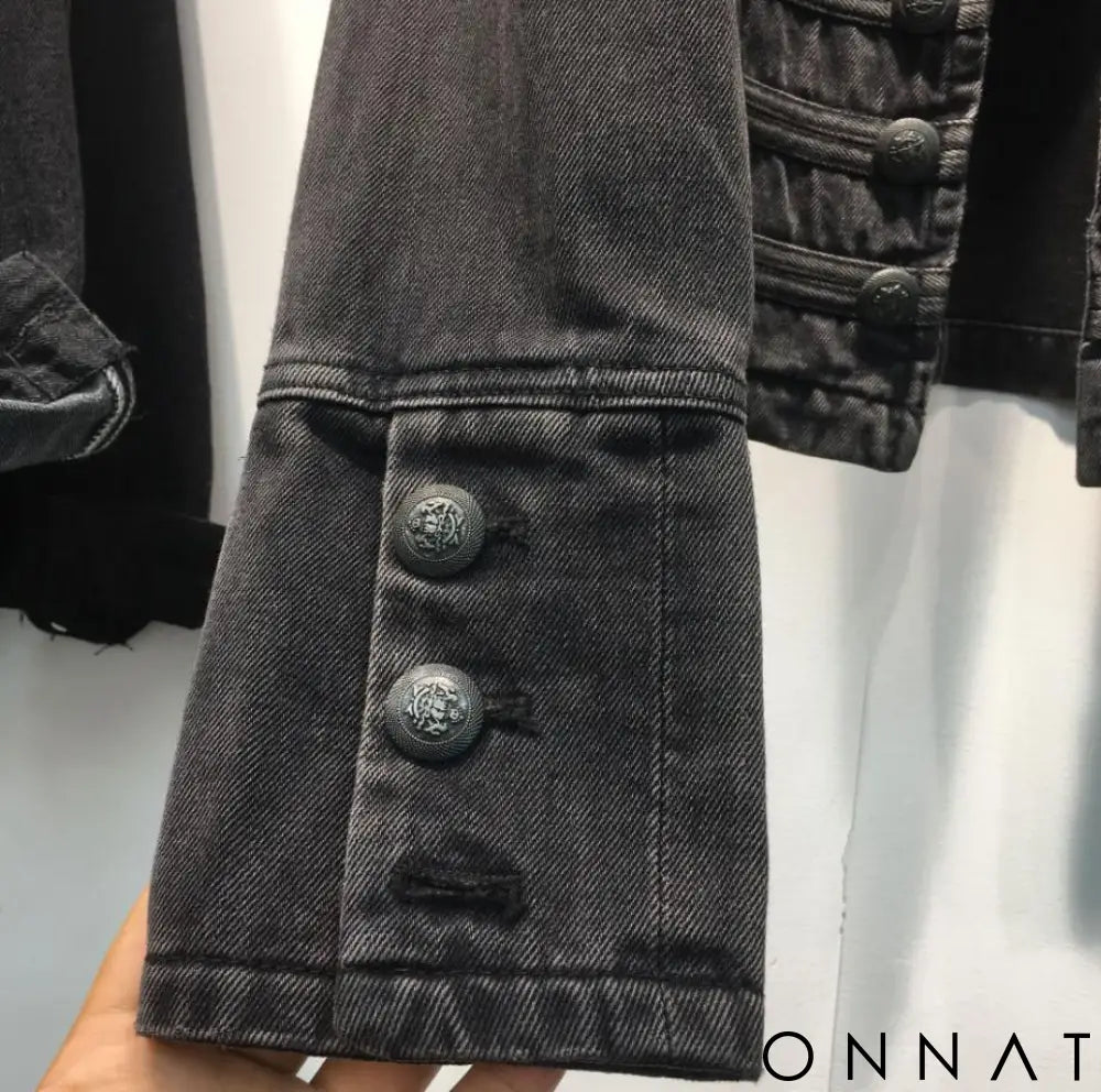 Retro Denim Military Style Jacket