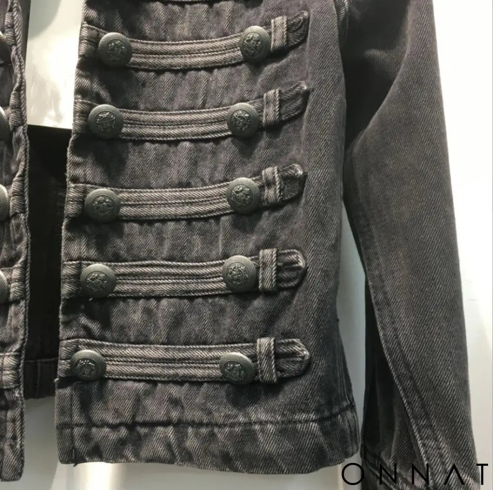 Retro Denim Military Style Jacket