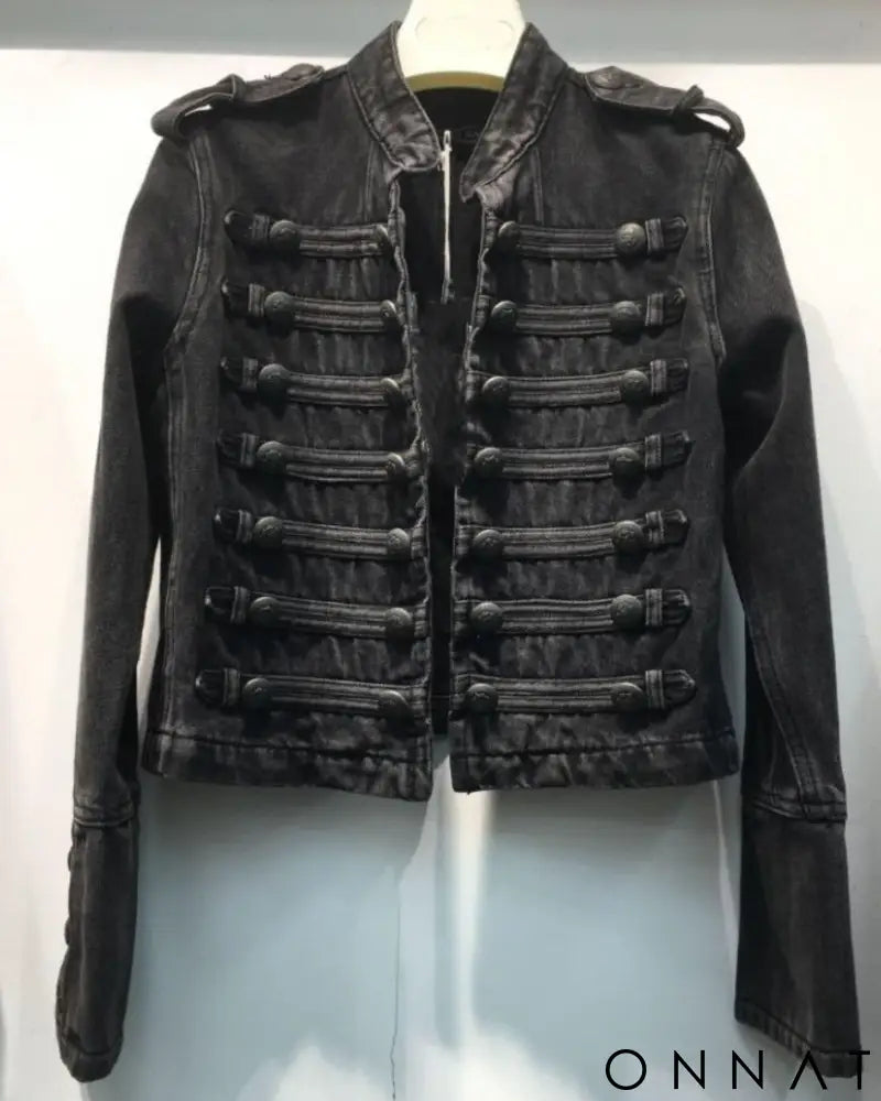 Retro Denim Military Style Jacket