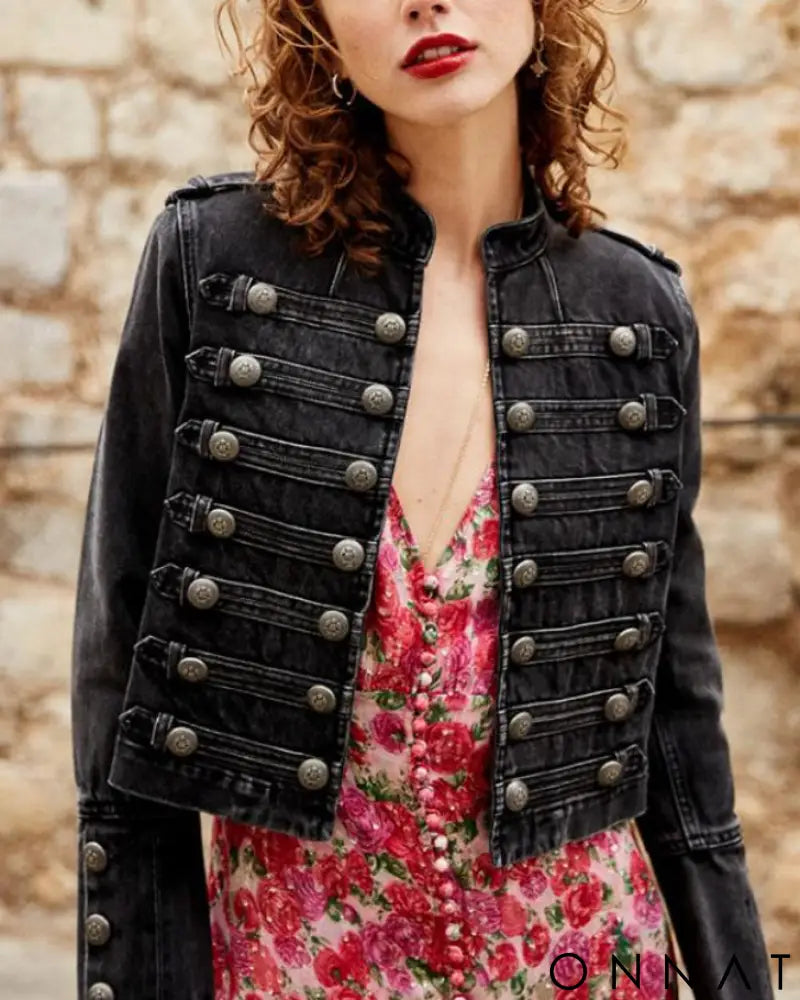 Retro Denim Military Style Jacket