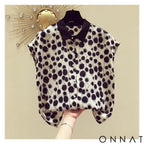 Woman Summer Style Blouses Tops Lady Casual Short Batwing Sleeve Peter Pan Collar Polka Dot Printed Blusas Tops ZZ1392