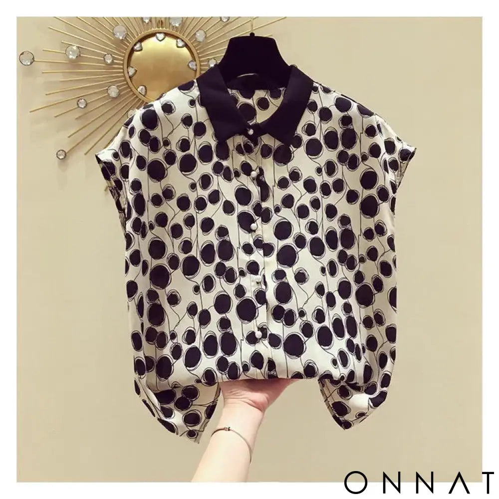 Woman Summer Style Blouses Tops Lady Casual Short Batwing Sleeve Peter Pan Collar Polka Dot Printed Blusas Tops ZZ1392