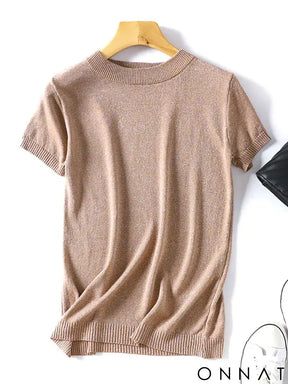 Shiny Lurex 2024 Spring Summer O Neck Mix Color Patchwork Sweater Women Casual Short Sleeve Pullover Knit Jumper Korean