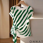 ZANZEA 2025 Korean Striped Printed Tops Fashion Short Sleeve Blouse Holiday Summer HolidayLoose Belted Tunic Casual