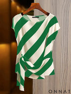 ZANZEA 2025 Korean Striped Printed Tops Fashion Short Sleeve Blouse Holiday Summer HolidayLoose Belted Tunic Casual