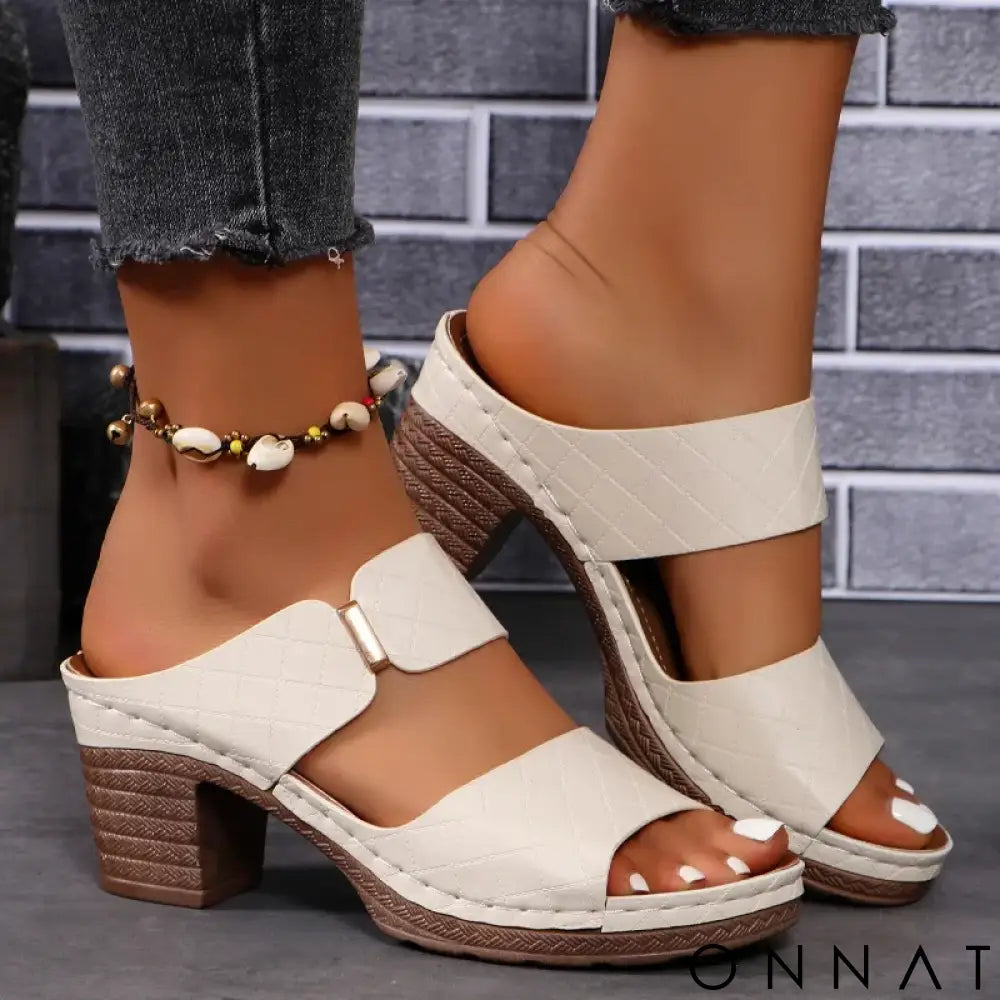 Women Summer Lightweight Hollow Sandals High Heels New Dress Chunky Open Toe Slippers Female 2024 Casual Slingback