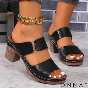 Women Summer Lightweight Hollow Sandals High Heels New Dress Chunky Open Toe Slippers Female 2024 Casual Slingback