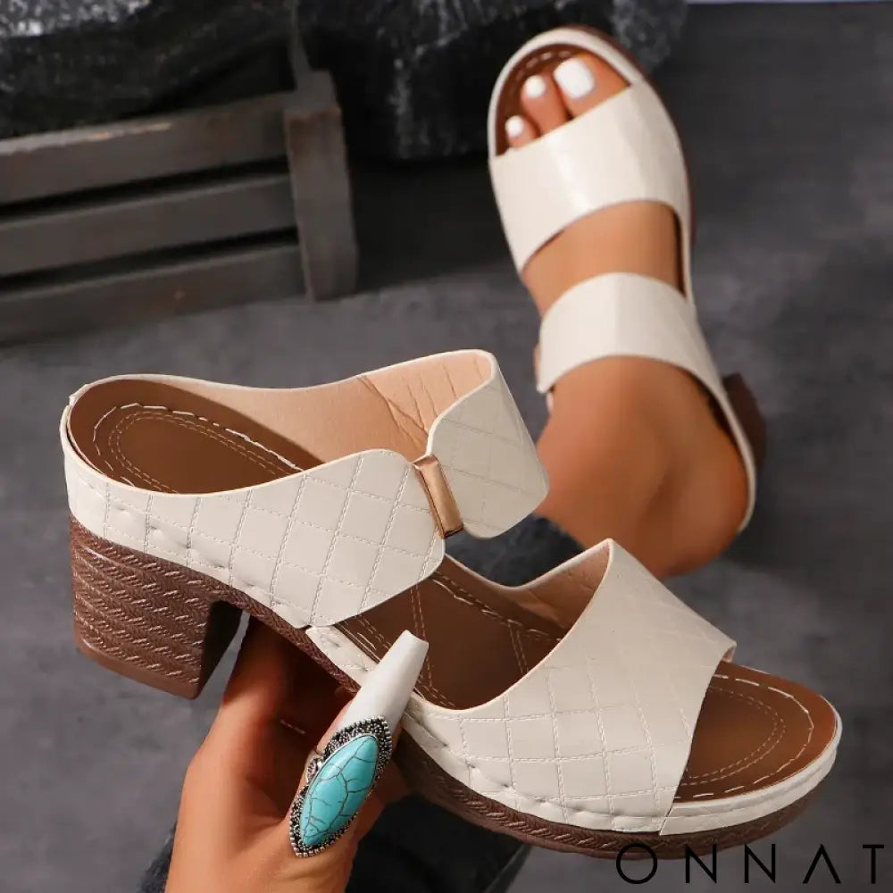 Women Summer Lightweight Hollow Sandals High Heels New Dress Chunky Open Toe Slippers Female 2024 Casual Slingback