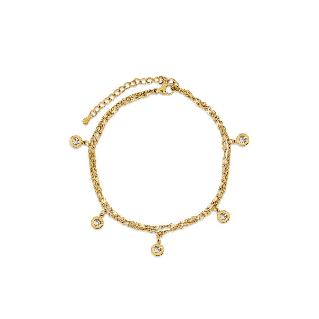Tornozeleira Santorini Zircônia Banhado em Ouro 18K