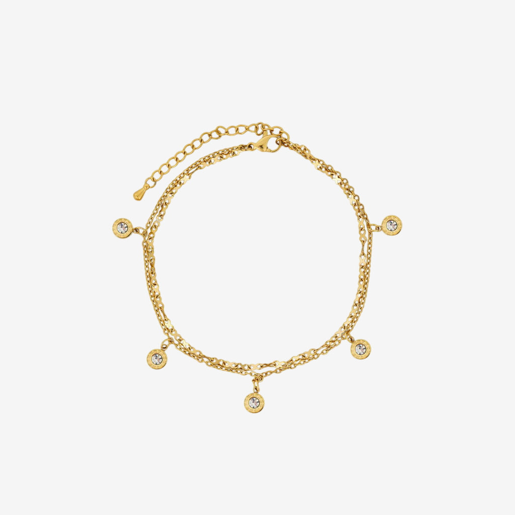 Tornozeleira Santorini Zircônia Banhado em Ouro 18K