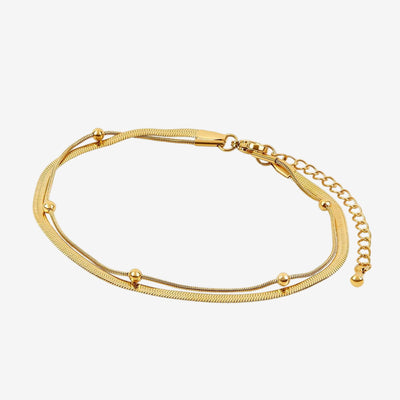 Tornozeleira Ibiza Dupla Ball Banhada em Ouro 18K