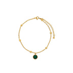 Tornozeleira Zanzibar Esmeralda Pingente Banhado em Ouro 18K