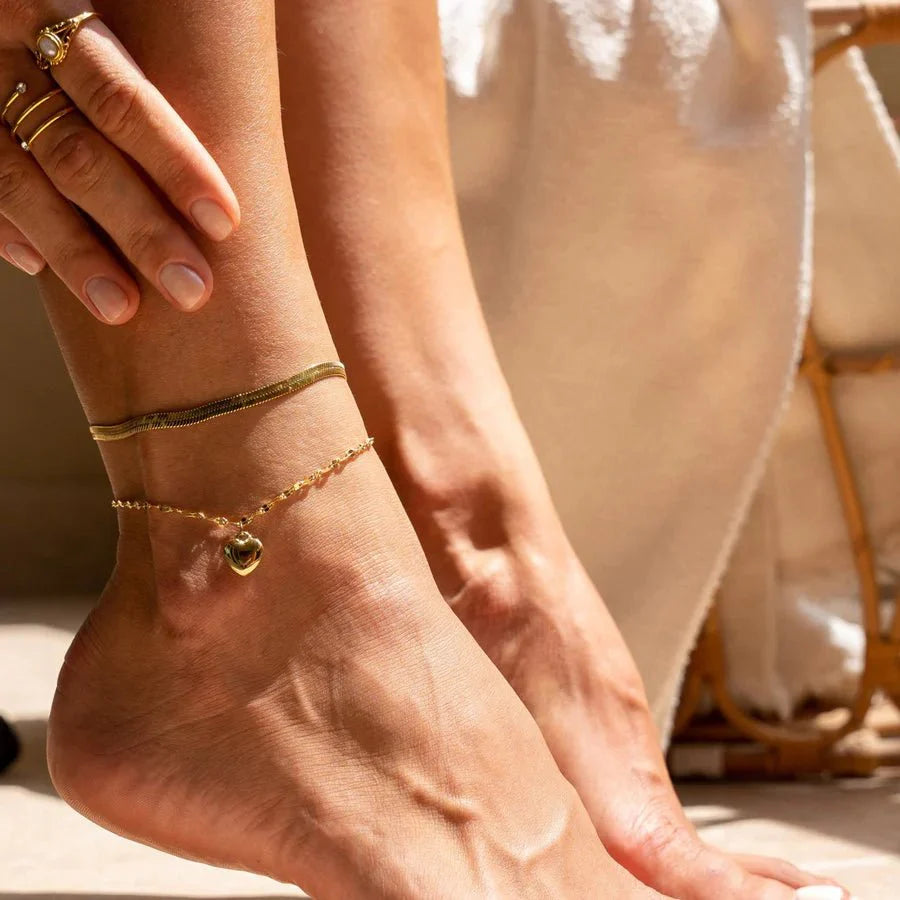 Tornozeleira Amalfi Love Banhado em Ouro 18K