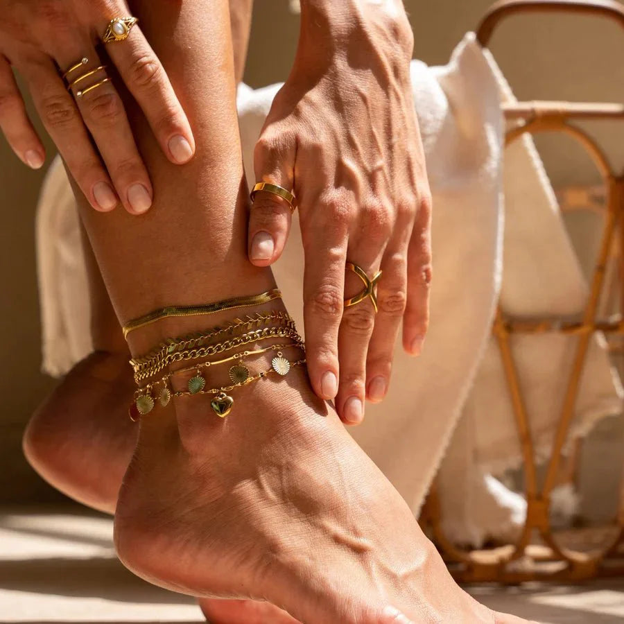 Tornozeleira Amalfi Love Banhado em Ouro 18K
