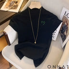 Half Turtleneck Embroidered Short Sleeve Knitwear Woman 2023 Sweater Vest New French Sweet Slim Fit Tops black / One