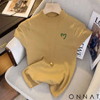 Half Turtleneck Embroidered Short Sleeve Knitwear Woman 2023 Sweater Vest New French Sweet Slim Fit Tops