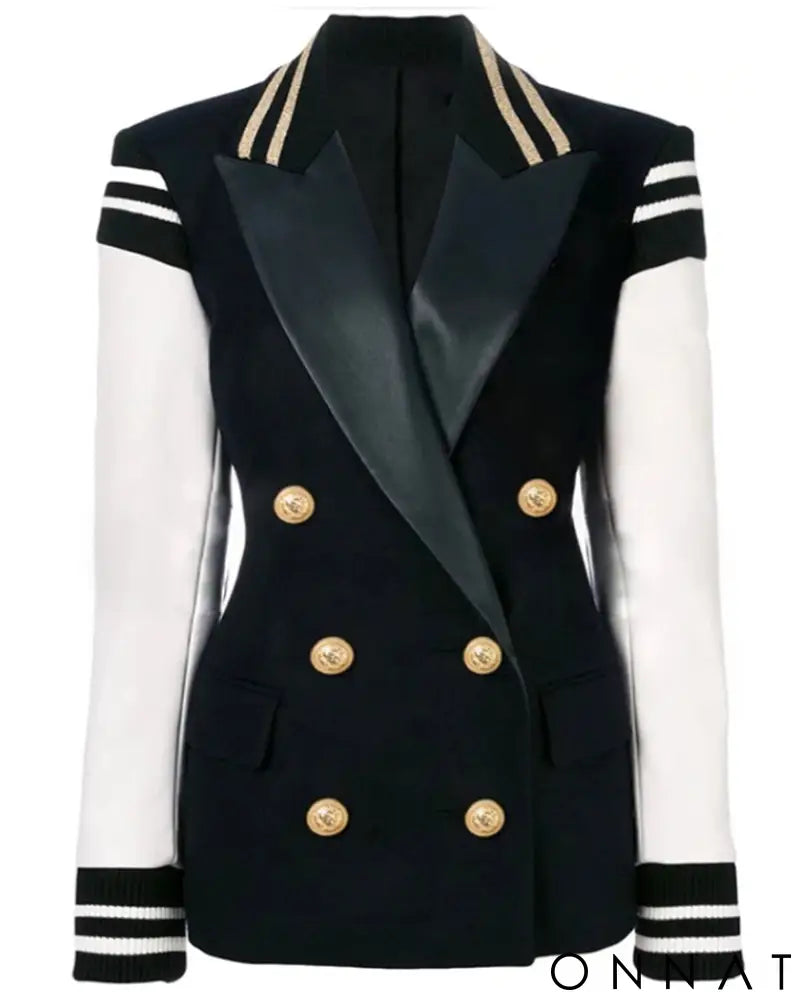 Varsity Double Breasted Gold Button Blazer S