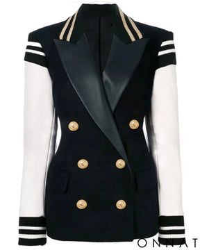 Varsity Double Breasted Gold Button Blazer S