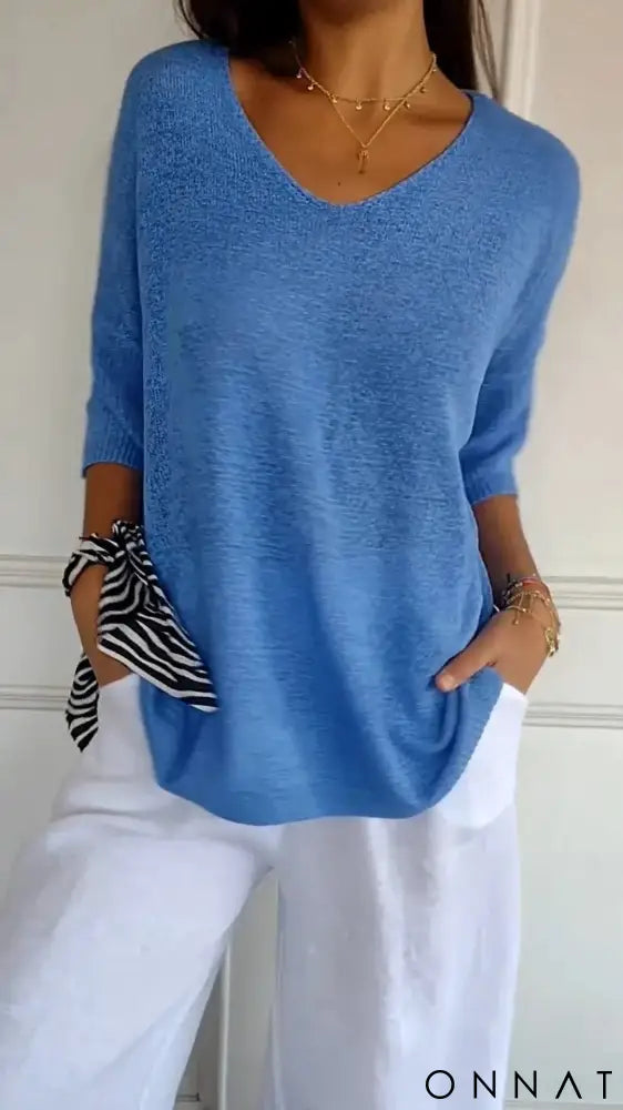 Velmara | Elegant Knitted V-Neck Top