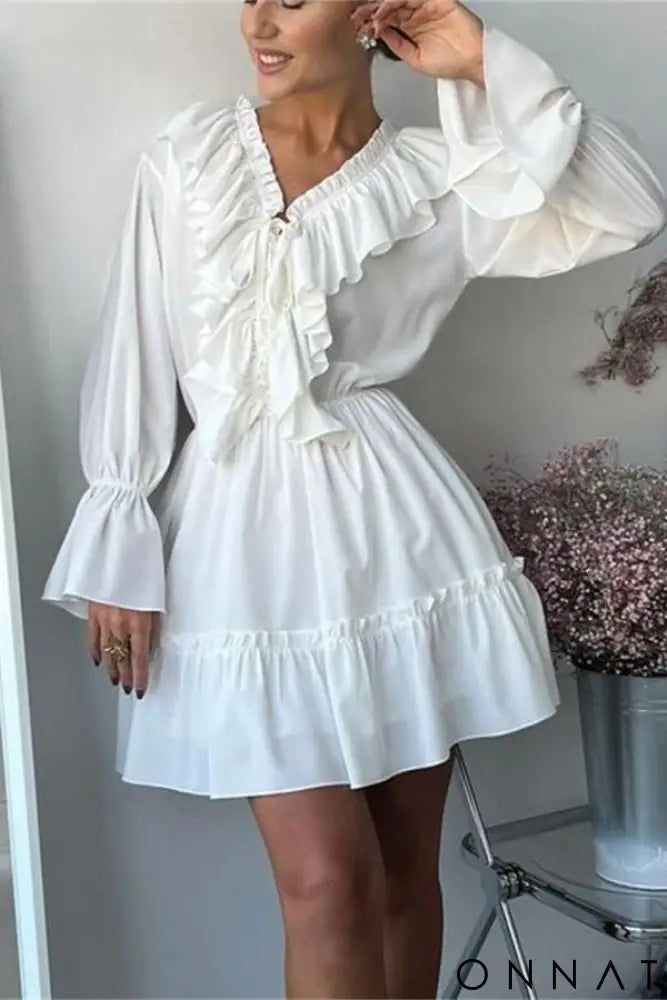 Vestido Boho Manga Longa Branco / P