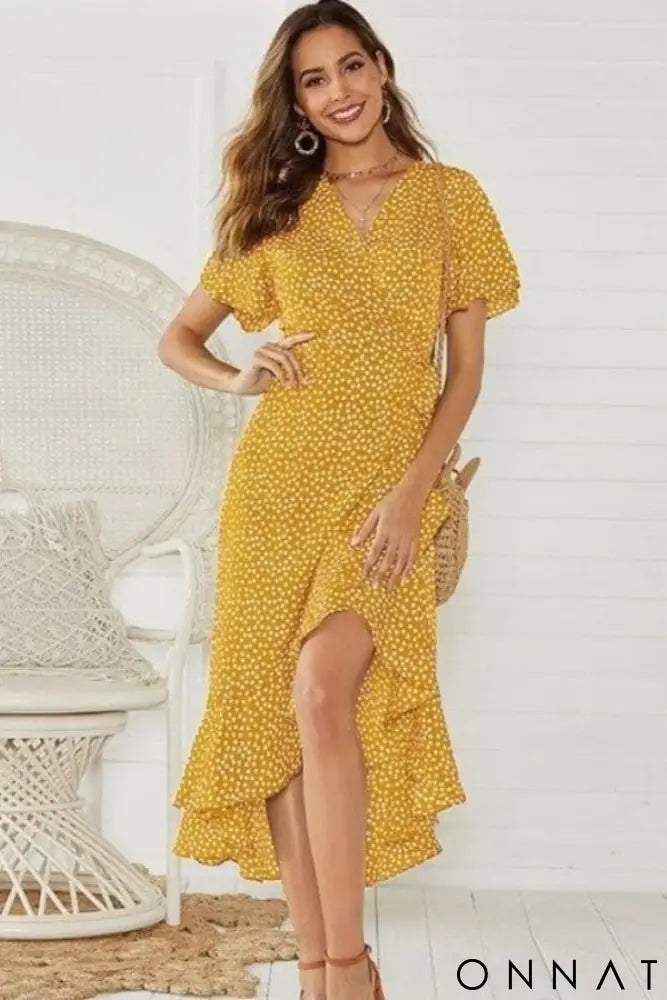 Vestido Chiffon Longo Amarelo / P