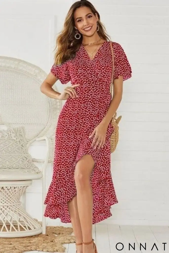 Vestido Chiffon Longo Vermelho / P