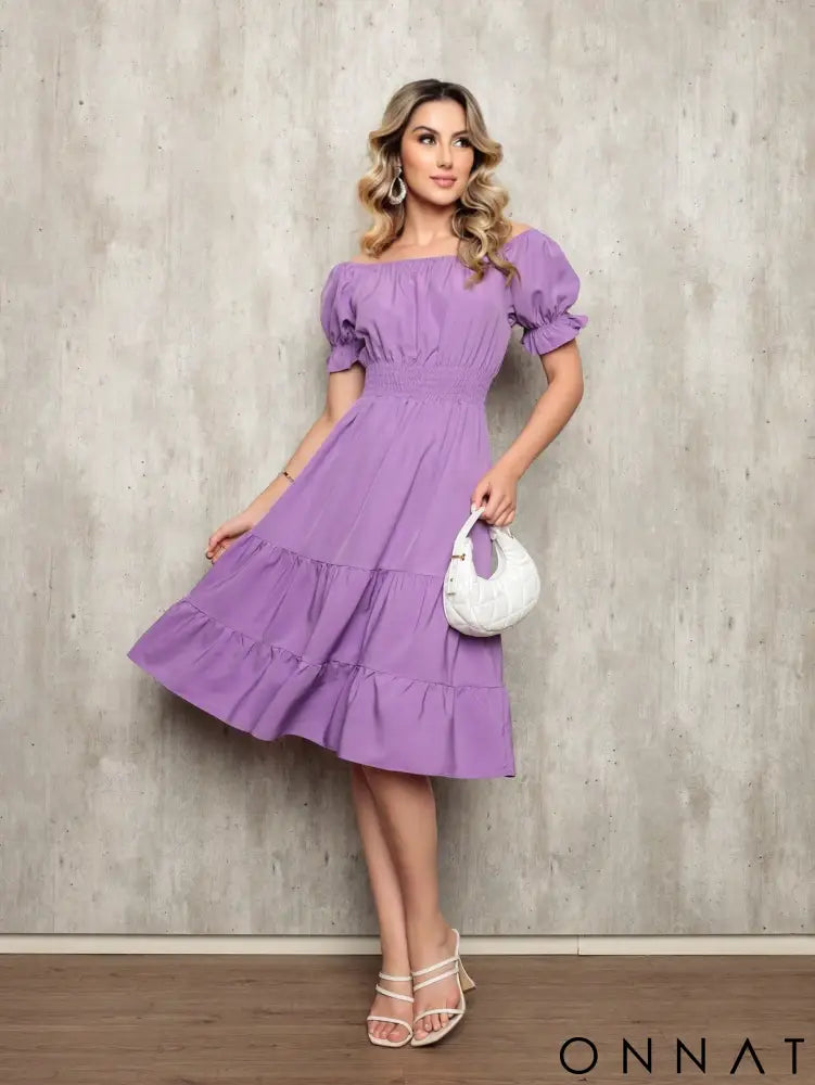 Vestido Midi Curto Larissa Lavanda / P