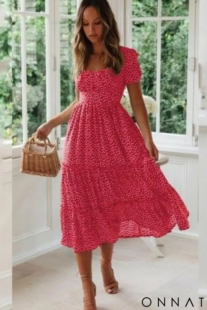 Vestido Vintage Estampado Vermelho / P