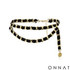 Vintage Couture Black & Gold Chain Tassel Belt ONE SIZE (ADJUSTABLE) Jewelry