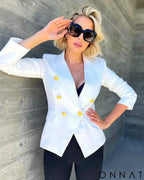 White Gold Button Blazer