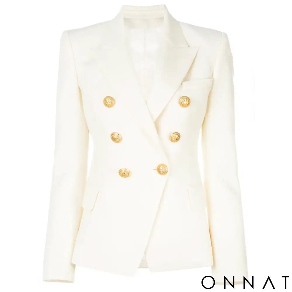 White Gold Button Blazer