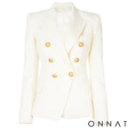 White Gold Button Blazer