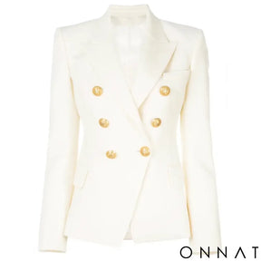 White Gold Button Blazer