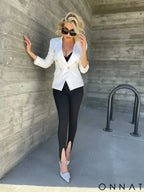 White Gold Button Blazer