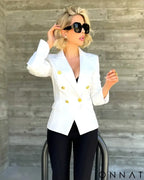 White Gold Button Blazer