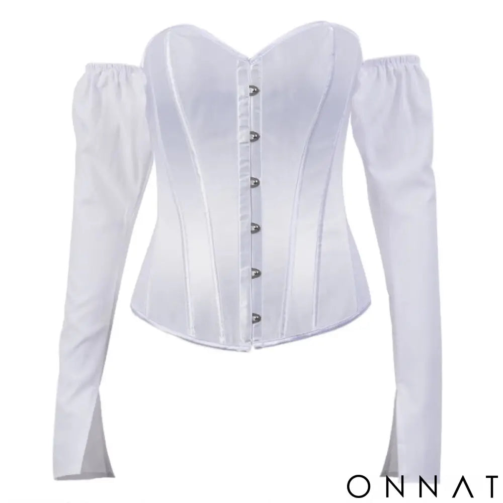 White Off The Shoulder Corset Top Tops