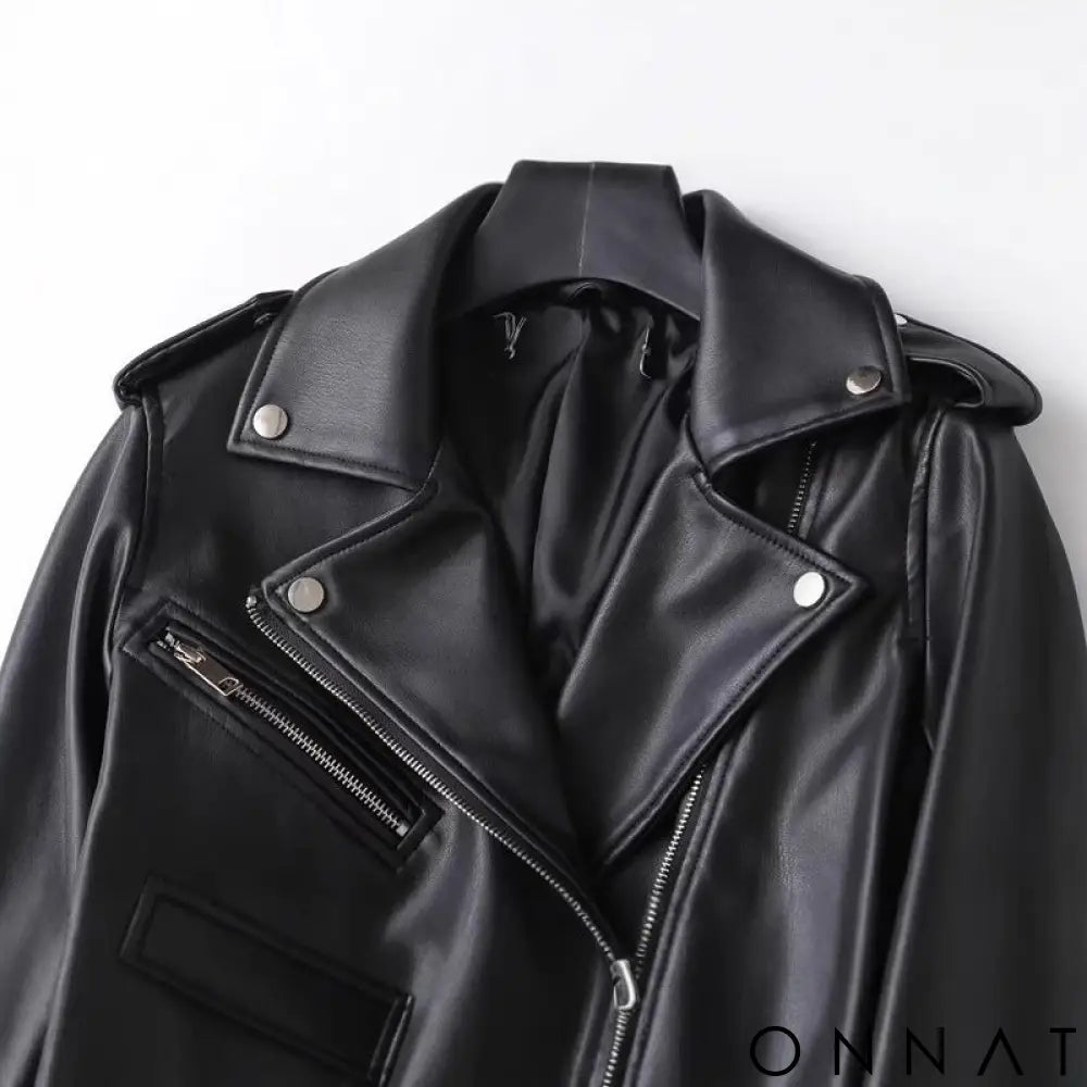 Women’s Black Classic Leather Biker Jacket