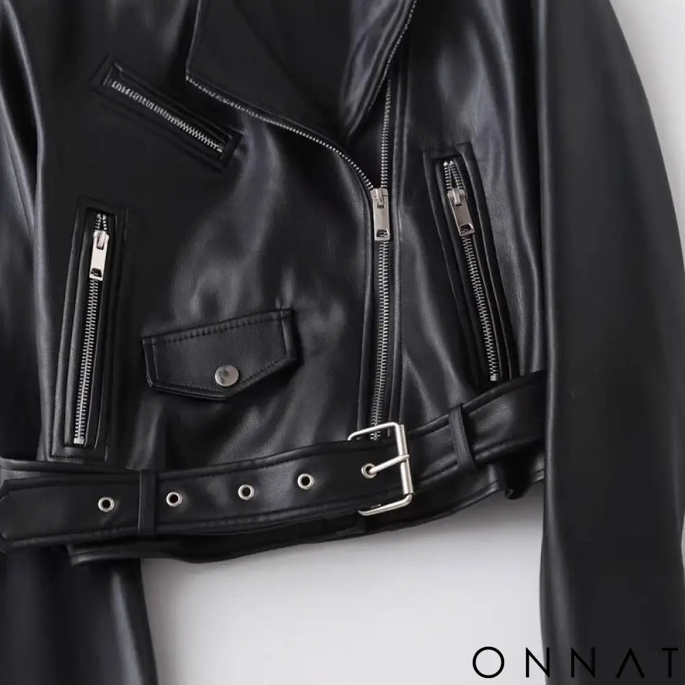 Women’s Black Classic Leather Biker Jacket